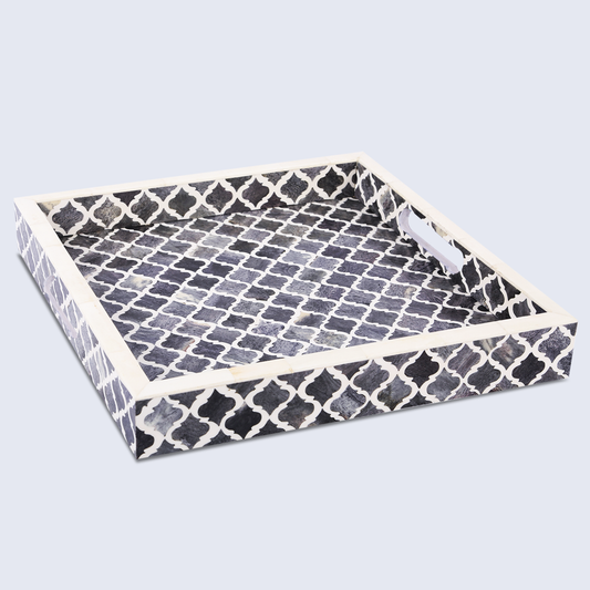 Decorative Tray Moroccan Grey & White 12x12 inch