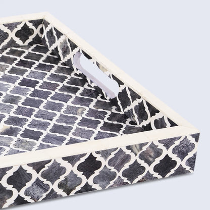 Decorative Tray Moroccan Pattern Grey & White - Available in 3 Sizes