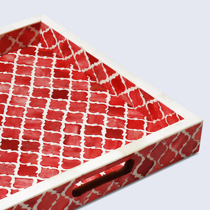 Decorative Tray Moroccan Pattern Red & White - Available in 3 Sizes