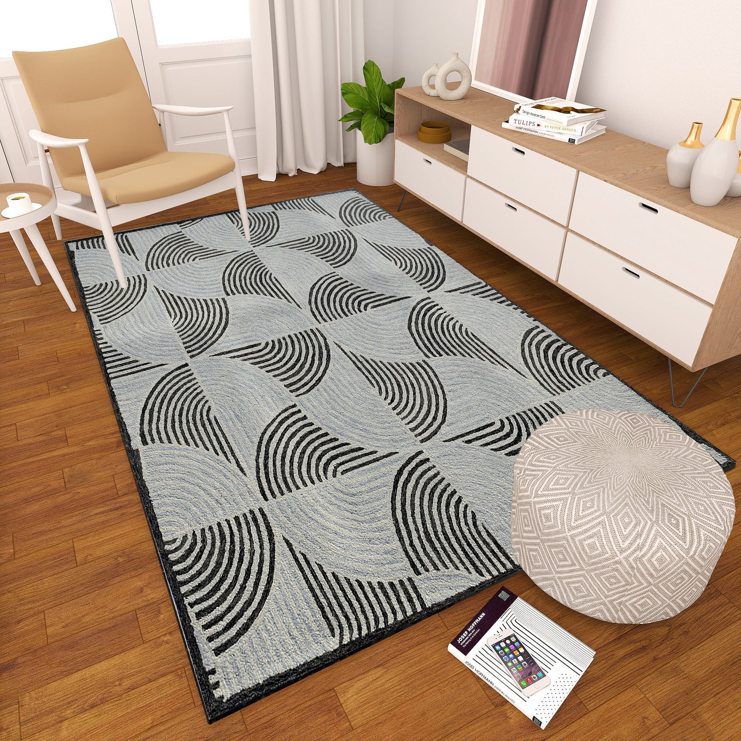 Premium Hand-Tufted Rug Made of 100% Wool  - Mono Loops - 3x5 Feet