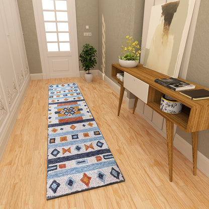 Premium Hand-Tufted Rug Made of 100% Wool  - Ojo De Dios - 2x8 Feet