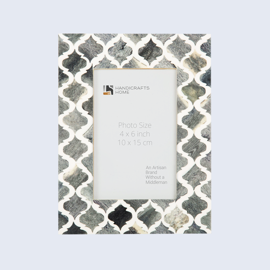Picture Frame Moroccan Pattern Grey & White 4x6 Inch