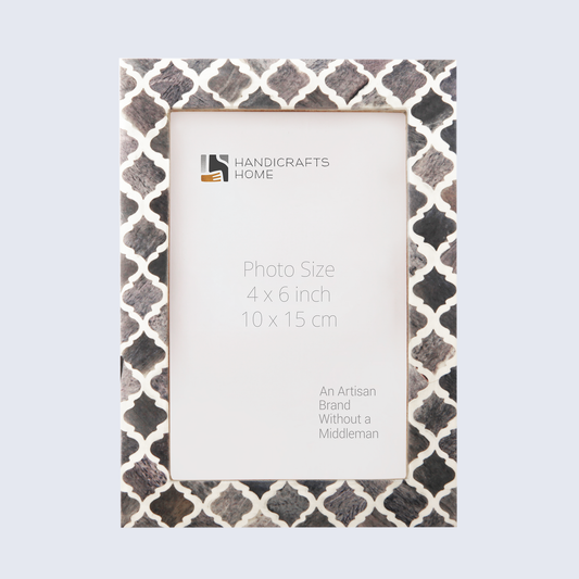 Picture Frame Moroccan Pattern Grey & White 4x6 Inch