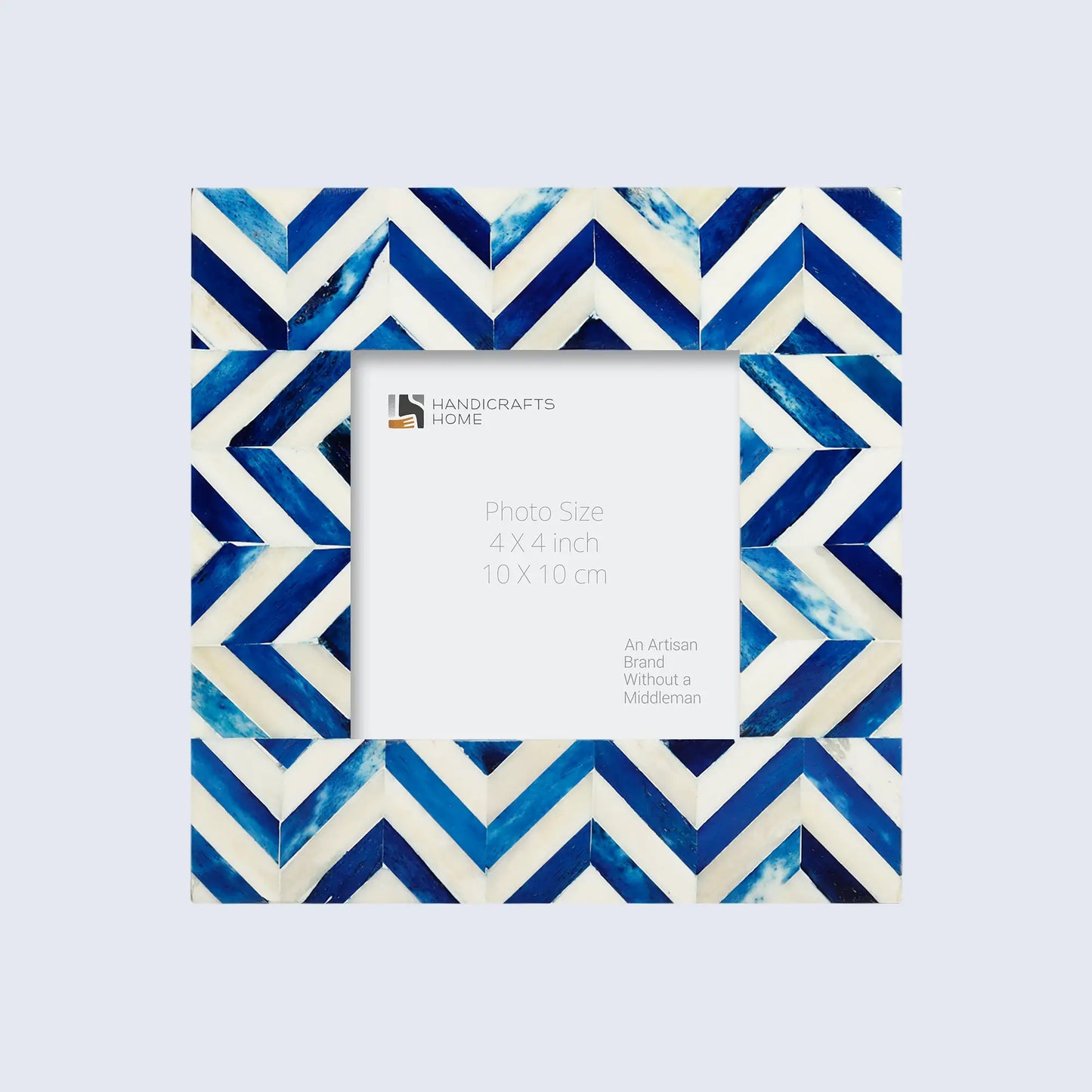 Decorative Picture Frame Zig Zag Herringbone Blue-White - 4x4, 4x6