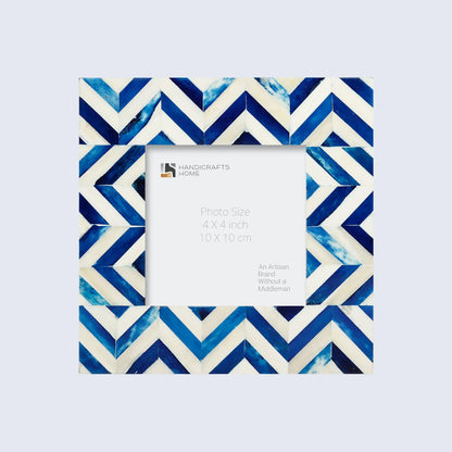 Decorative Picture Frame Zig Zag Herringbone Blue-White - 4x4, 4x6