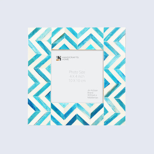 Decorative Picture Frame Zig Zag Herringbone Turquoise & White - 4x4, 4x6