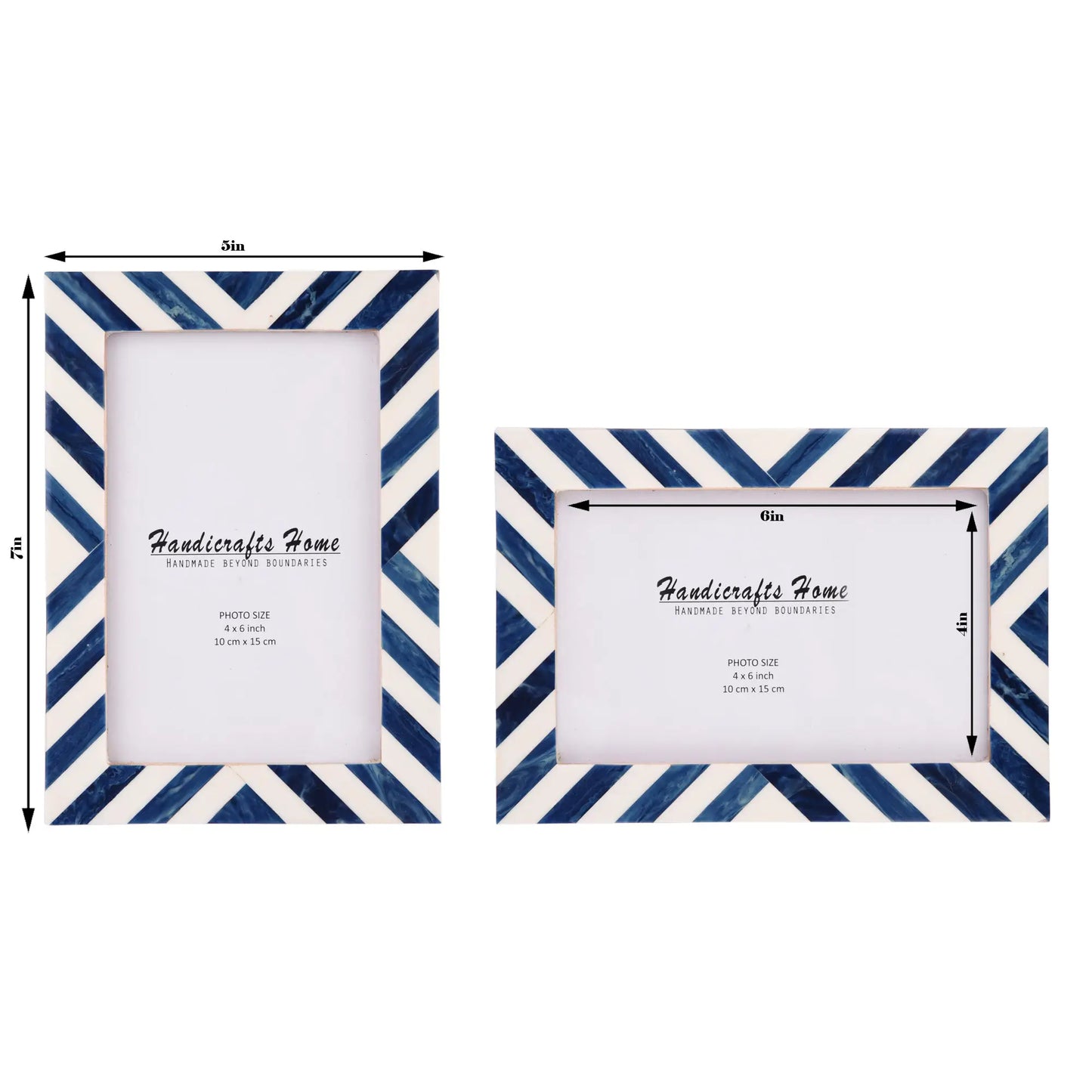 Decorative Picture Frame Candy Cane Blueberry Pack of 2 Blue & White - 4x6, 5x7, 8x10