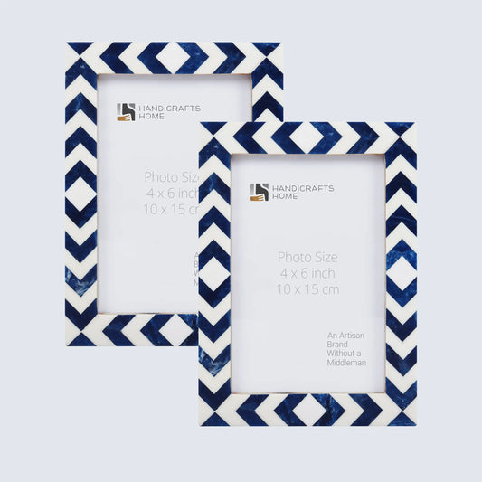 Decorative Picture Frame Lisbon Azul Pack of 2 Blue & White - 4x6, 5x7, 8x10