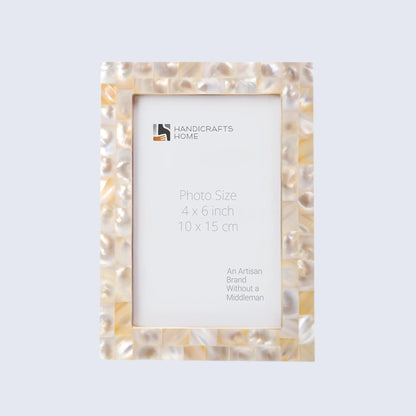 Mother of Pearl Pattern Picture Frame Handmade Wall Hanging Decor White - Available in 27 Sizes