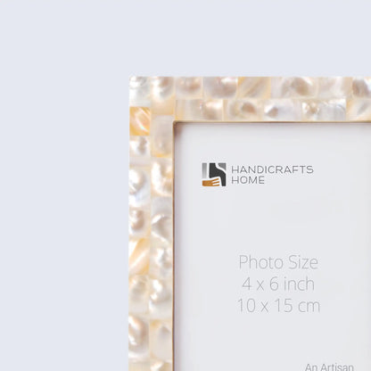 Mother of Pearl Pattern Picture Frame Handmade Wall Hanging Decor White - Available in 27 Sizes