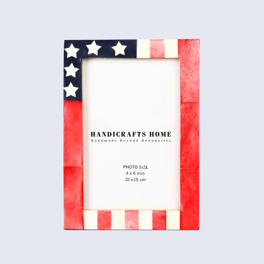 USA American Flag Picture Photo Frame Handmade Souvenirs - 4X6 Inches