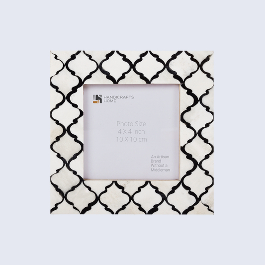 Picture Frame Moroccan Pattern Black & White 4x4 Inch