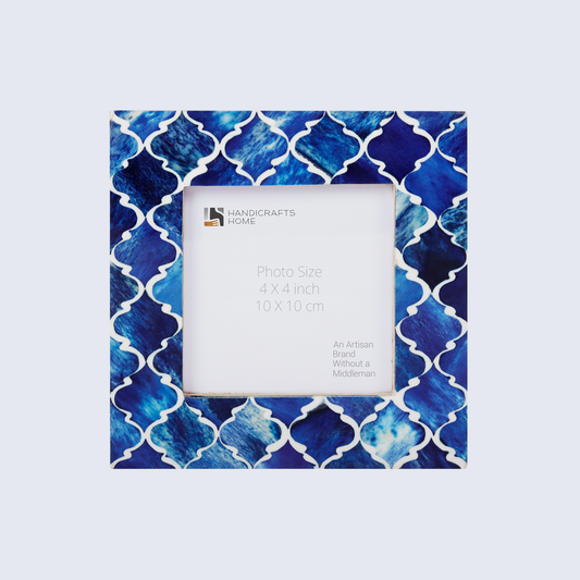Picture Frame Moroccan Pattern Blue & White 4x4 Inch