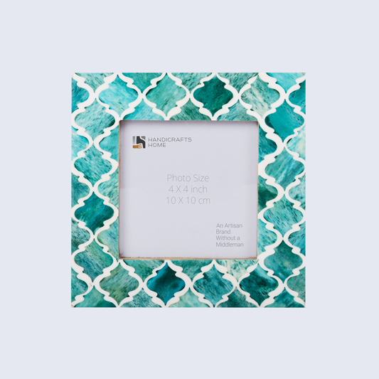 Picture Frame Moroccan Pattern Green & White 4x4 Inch
