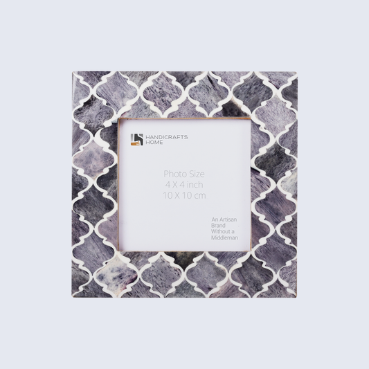Picture Frame Moroccan Pattern Grey & White 4x4 Inch