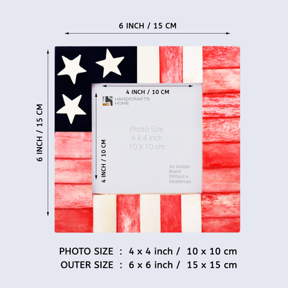 Picture Frame USA Flag Pattern 4x4 Inch