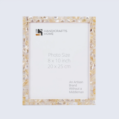 Mother of Pearl Pattern Picture Frame Handmade Wall Hanging Decor White - Available in 27 Sizes