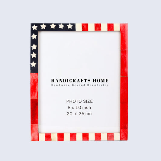 USA American Flag Picture Photo Frame Handmade Souvenirs - 8x10 Inches