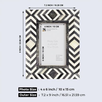 Photo Frame Mosaic Slate Chevron Grey & White 4x6 Inch