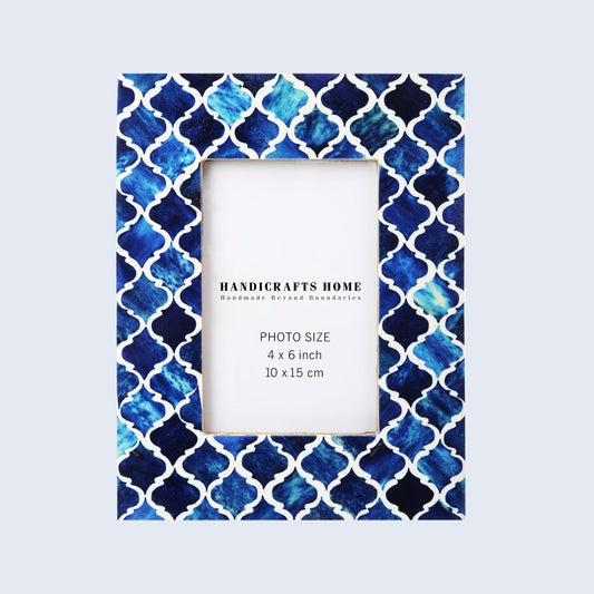 Picture Frames Moroccan Pattern Blue & White 4x6 Inch