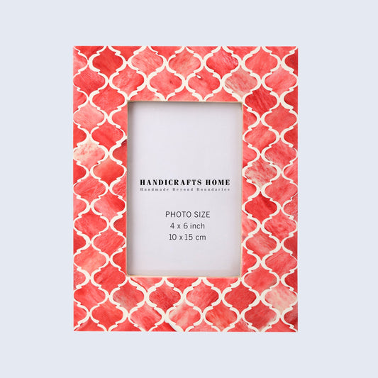 Picture Frame Moroccan Pattern Red & White 4x6 Inch