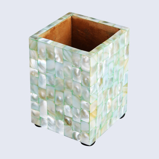 Pen Holder Mother of Pearl Green 3x4 Inch