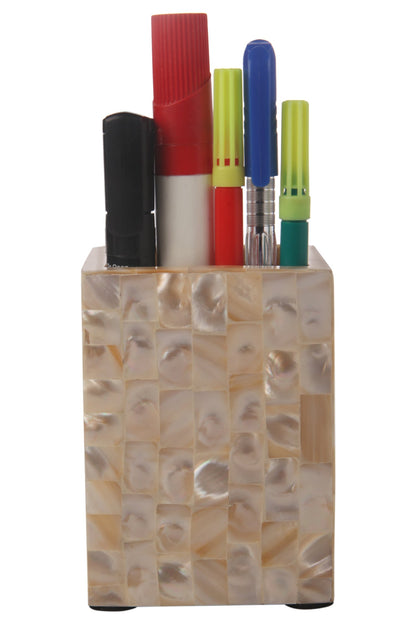 Pen Holder Mother of Pearl White 3x4 Inch
