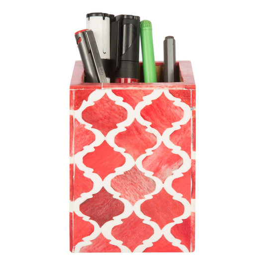 Pen & Pencil Holder Moroccan Red 3x4 Inch