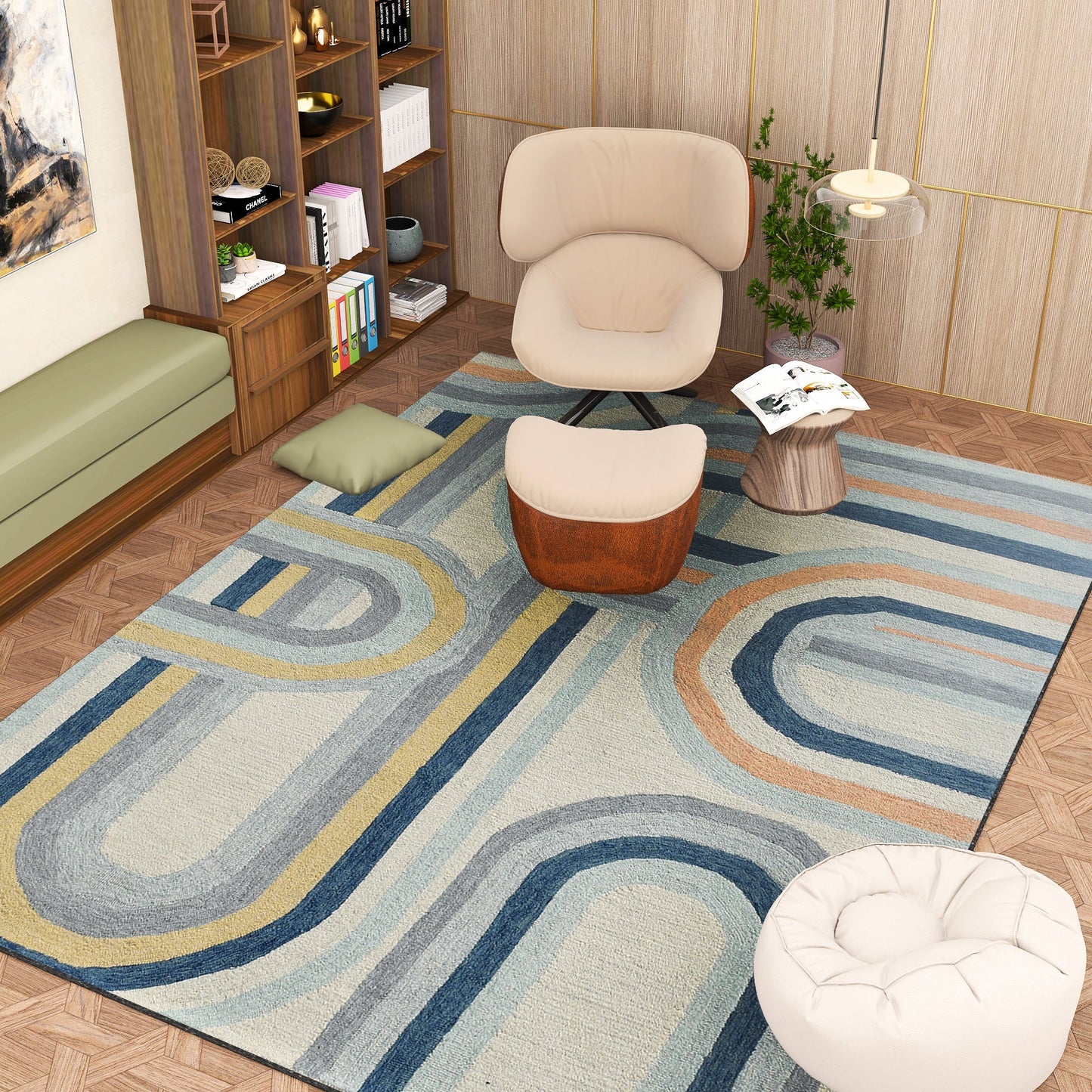 Premium Hand-Tufted Rug Made of 100% Wool  - Pastel Loops - 8x10 Feet