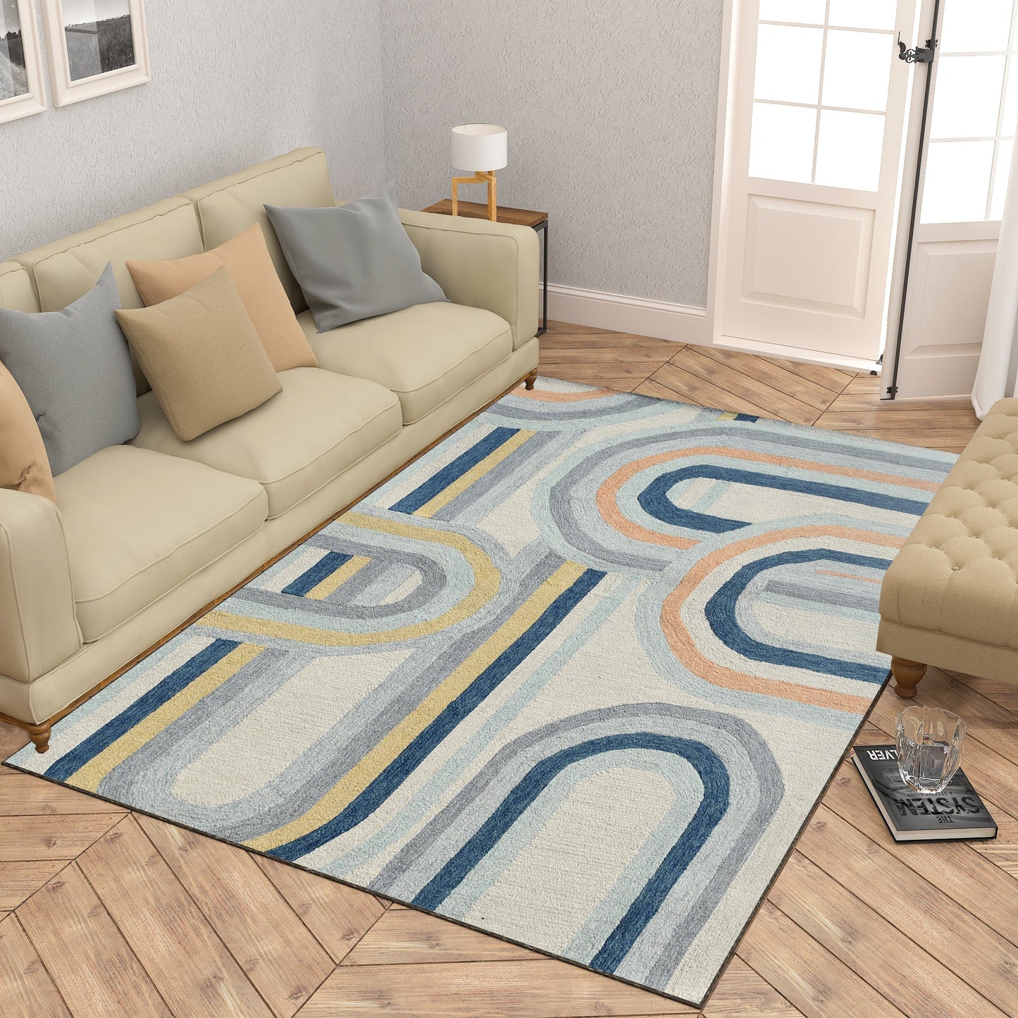 Premium Hand-Tufted Rug Made of 100% Wool  - Pastel Loops - 5x8 Feet