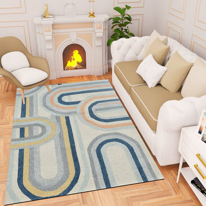 Premium Hand-Tufted Rug Made of 100% Wool  - Pastel Loops - 3x5 Feet