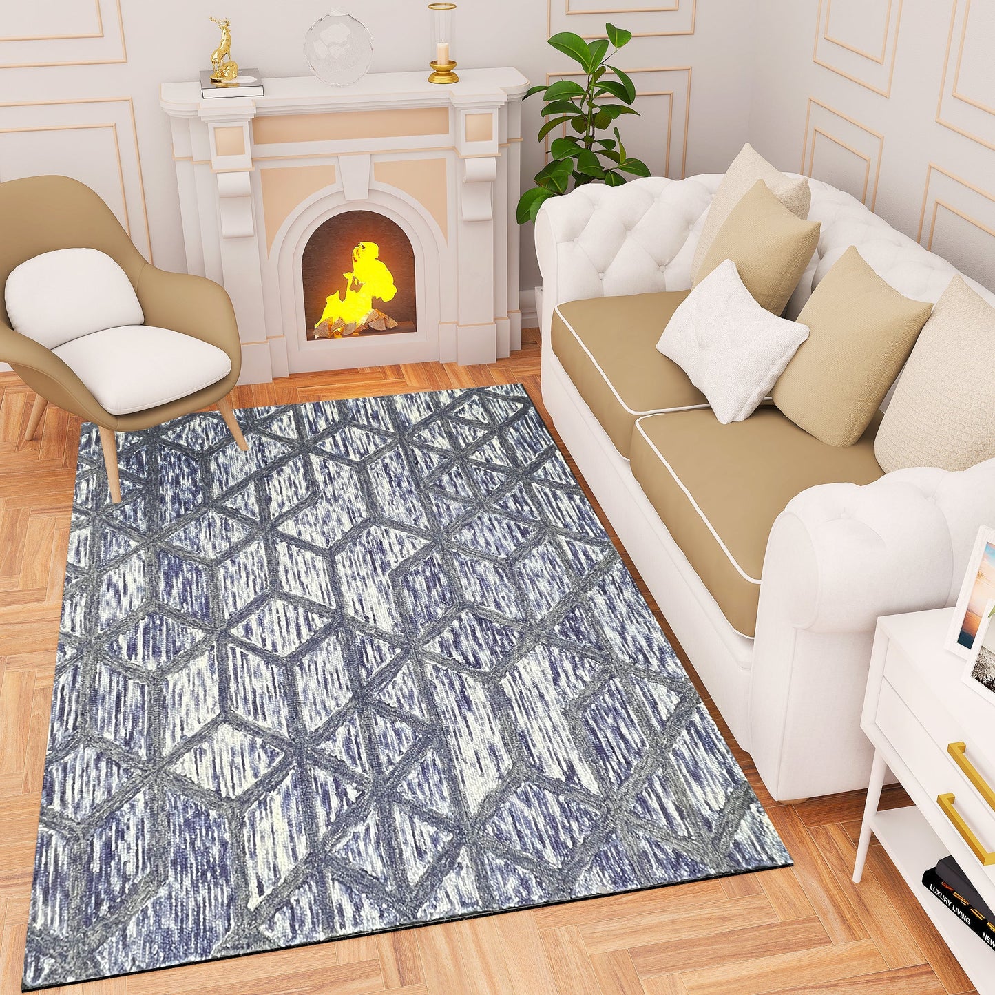 Premium Hand-Tufted Rug Made of 100% Wool  - Artic Crystal - 5x8 Feet