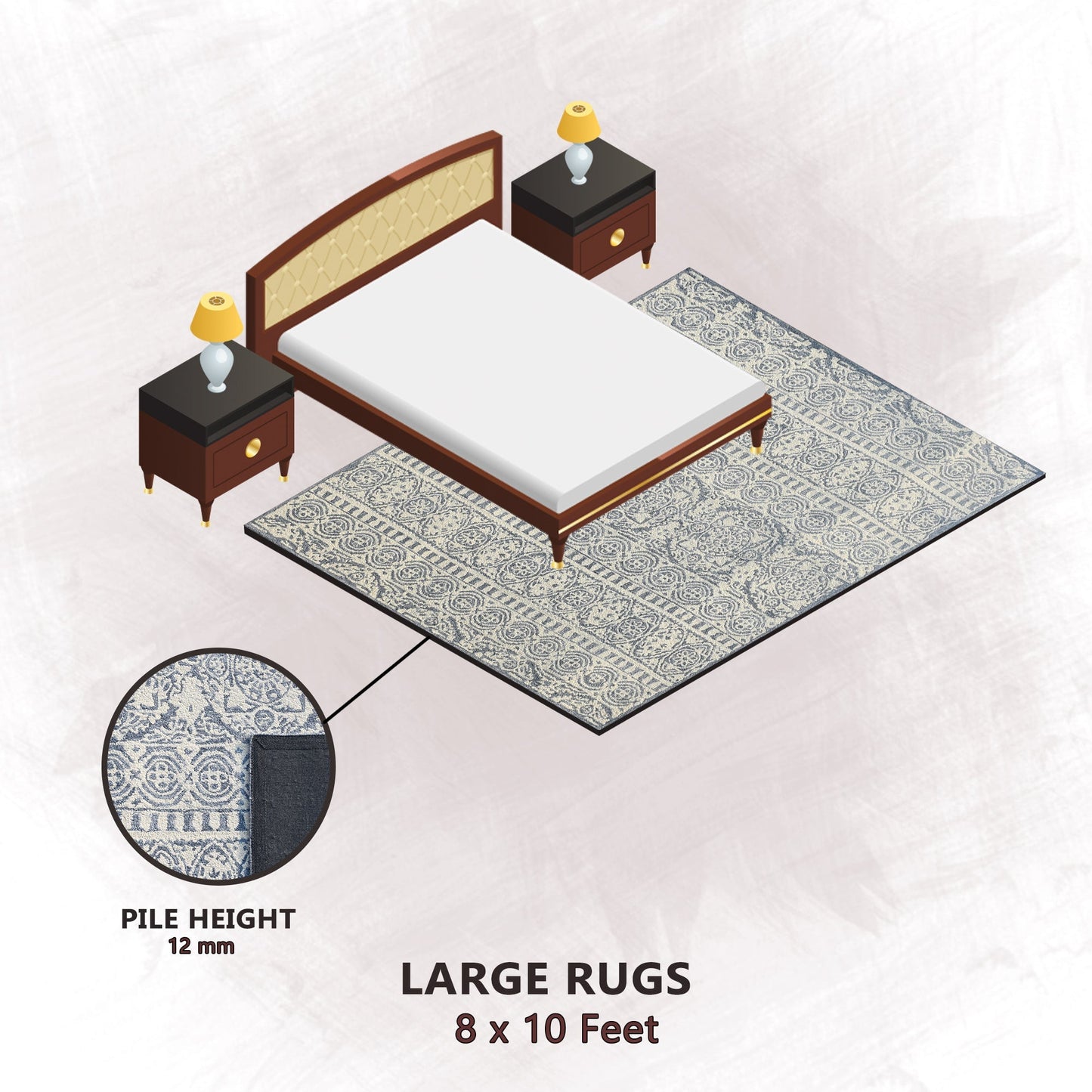 Premium Hand-Tufted Rug Made of 100% Wool  - Relic Night - 8x10 Feet