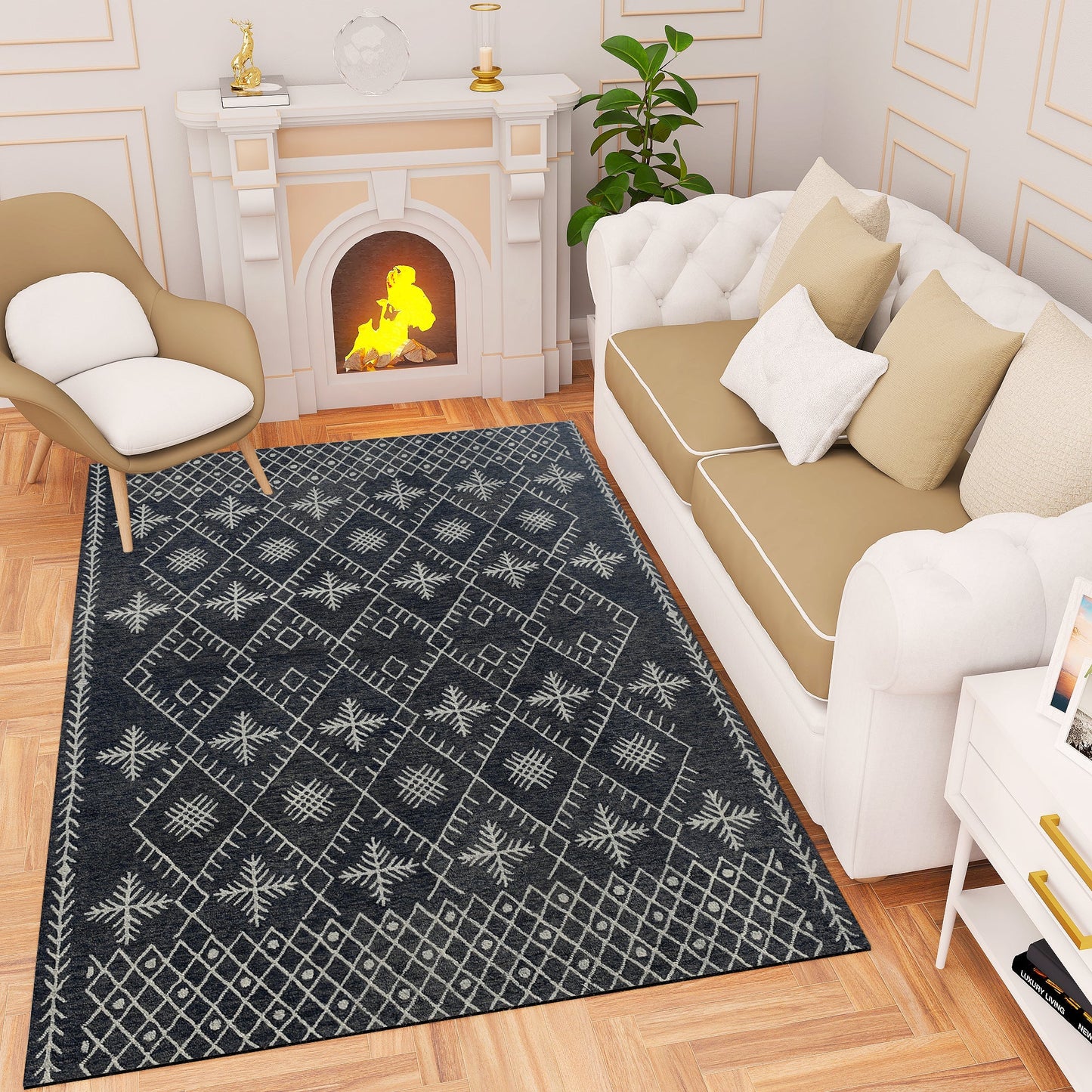 Premium Hand-Tufted Rug Made of 100% Wool  - Snowfall - 3x5 Feet