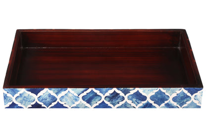 Bathroom Tray Moroccan Pattern Blue & White 10x6 inch