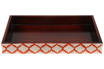 Bathroom Tray Moroccan Pattern White & Red 10x6 inch