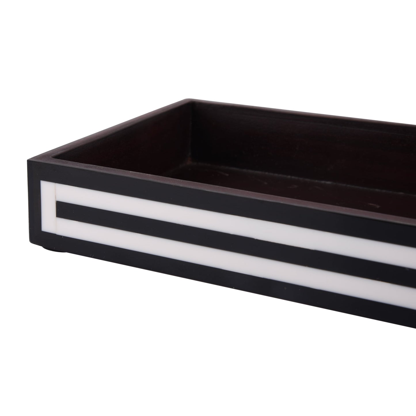 Bathroom Tray Concentric Pattern White & Brown 10x6 Inch