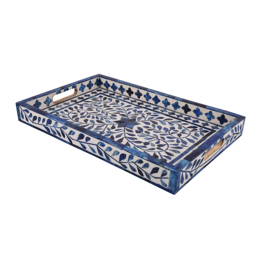 Decorative Tray Moroccan Grande Azul Blue & White 11x17 inch