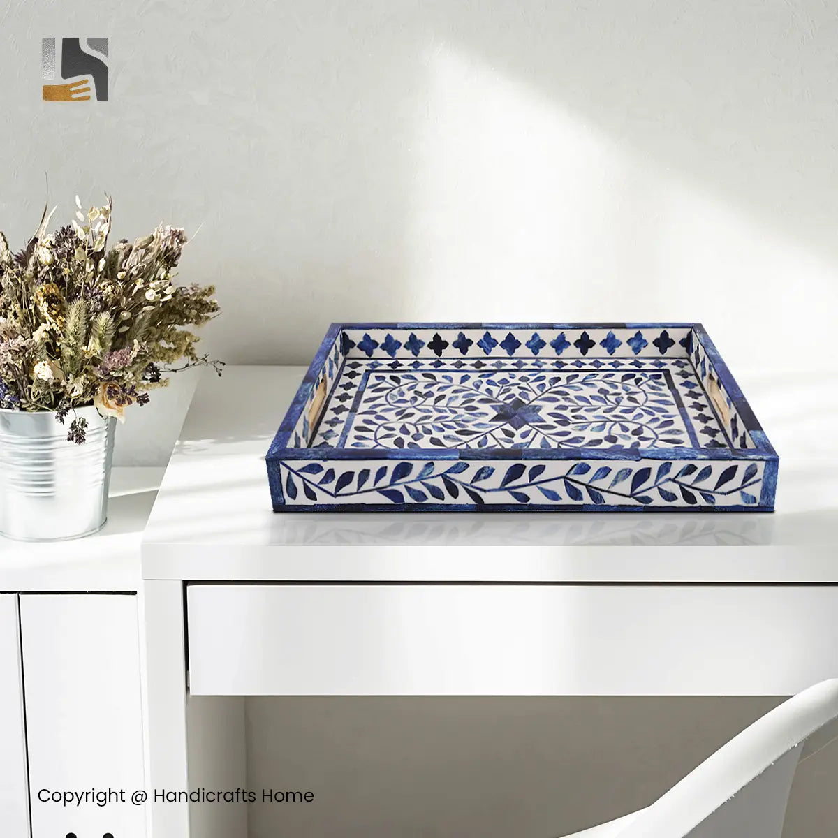 Decorative Tray Alhambra Azul Blue & White - 11x17, 12x12