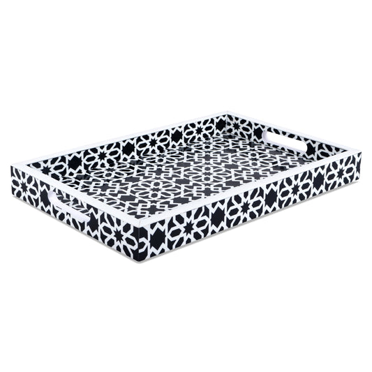 Decorative Tray Shiraz Grande Black & White 11x17 inch
