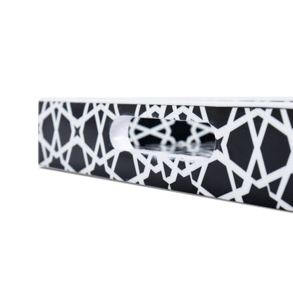 Decorative Tray Zellij Grande Black & White 11x17 inch