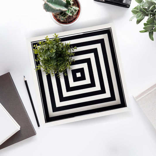 Decorative Tray Concentrics Black & White 12x12 inch