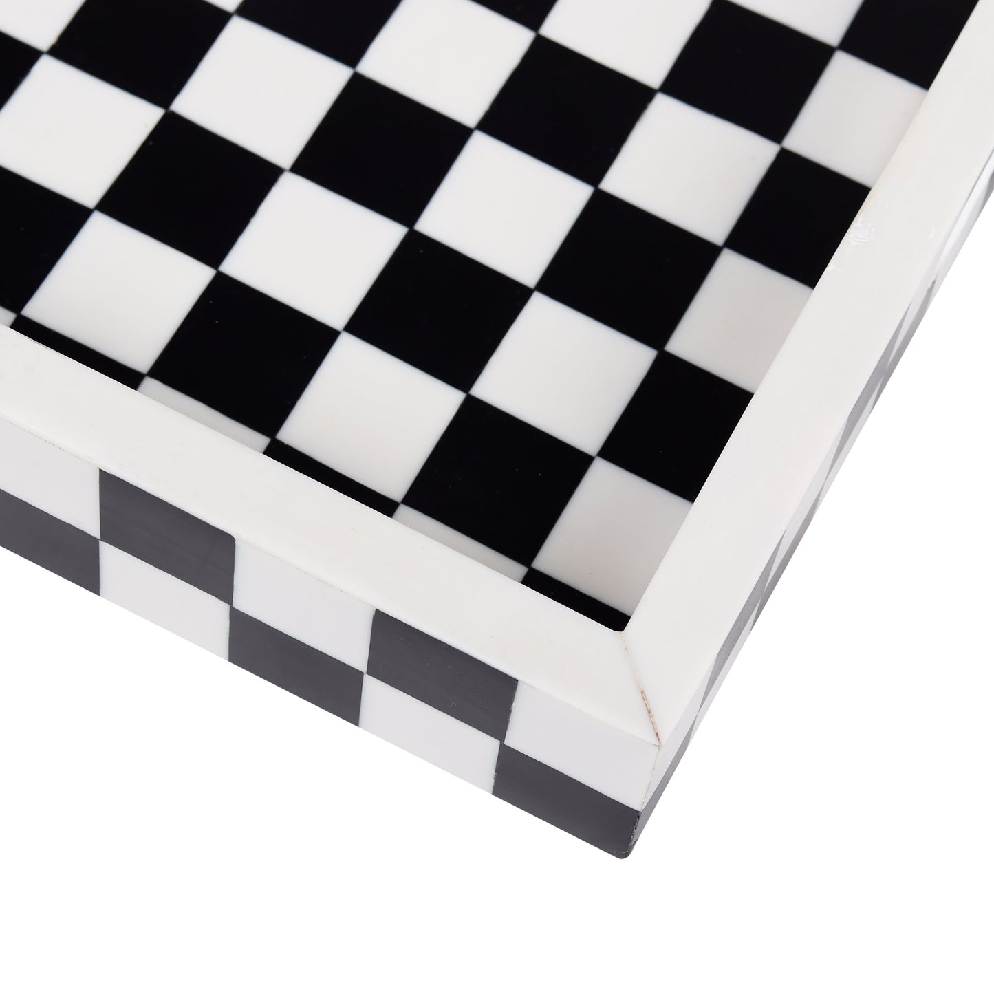 Decorative Tray Illusion Check Black & White 12x12 inch