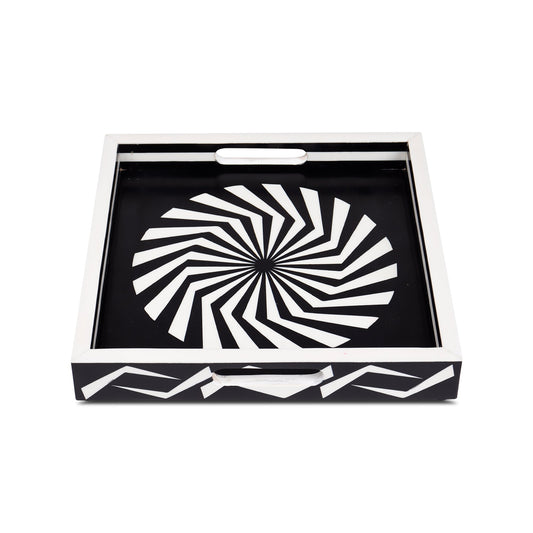 Decorative Tray Illusion Optic Black & White 12x12 Inch