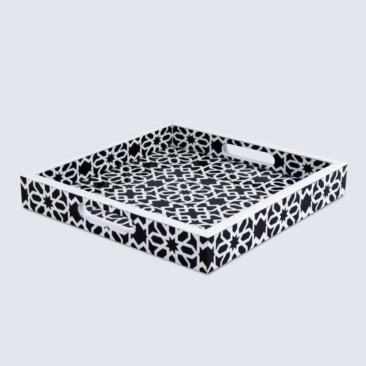 Decorative Tray Shiraz Black & White - 11x17, 12x12 inch