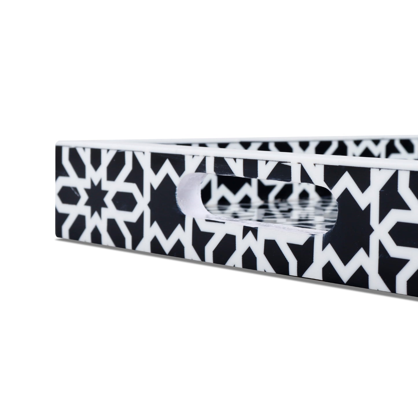 Decorative Tray Ottoman Shiraz Petit Black & White 12x12 inch