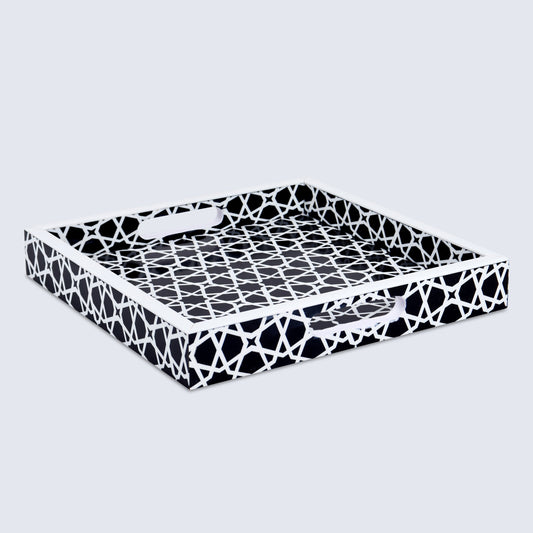 Decorative Tray Zellij Black & White 12x12 inch