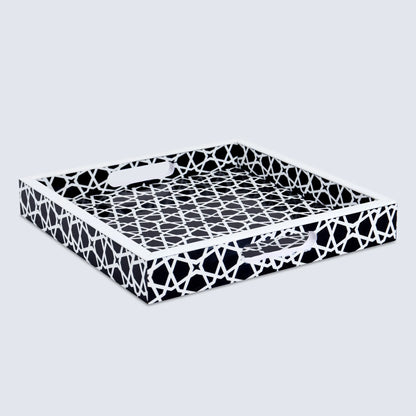 Decorative Tray Zellij Grande Black & White - 11x17, 12x12