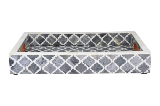 Decorative Tray Moroccan Grey & White 12x8 inch