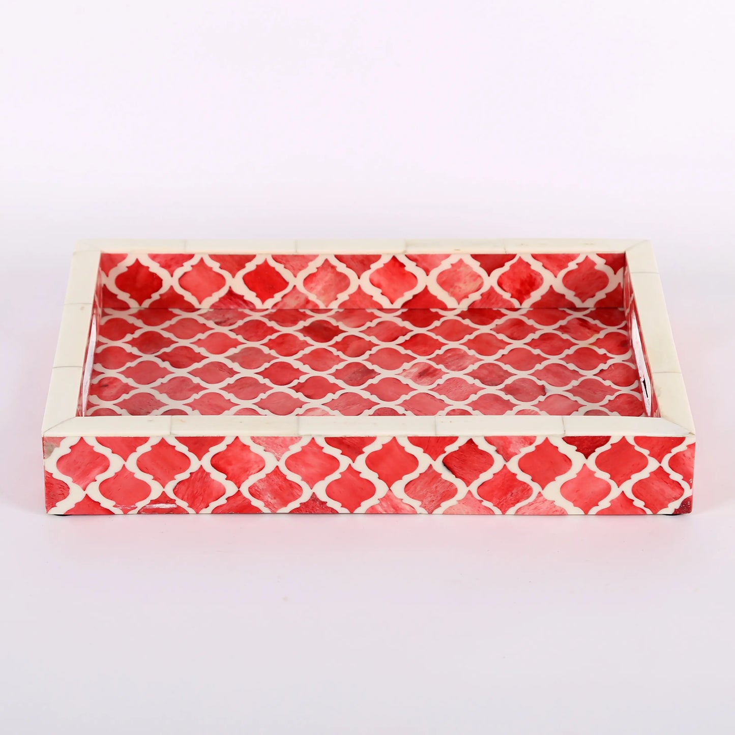 Decorative Tray Moroccan Pattern Red & White - Available in 3 Sizes